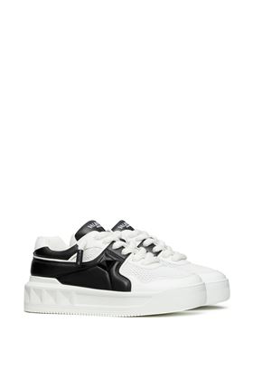 white/black calf leather mesh panelling signature Roman Stud VALENTINO GARAVANI | 5Y2S0G37WWAA01